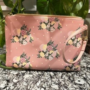 Anne Klein Floral Pink Wristlet Pouch - Women's Fashion Clutch
